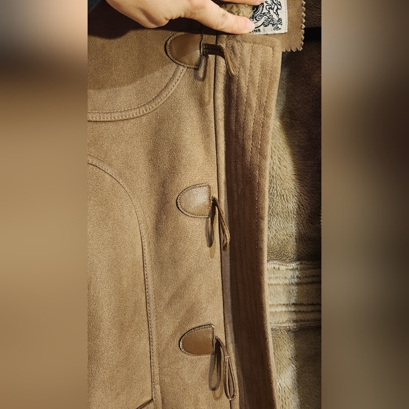 Esprit Fur Lined Coat, Faux Suede / Faux Fur, Vintage Esprit, Size Small - Picture 10 of 11